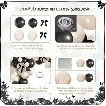 111 Parça Siyah Fiyonklu DIY Balon Çelenk Parti Seti - MAKKA