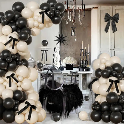 111 Parça Siyah Fiyonklu DIY Balon Çelenk Parti Seti - MAKKA