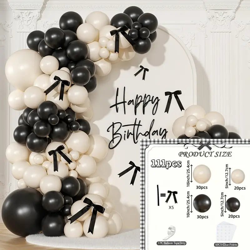 111 Parça Siyah Fiyonklu DIY Balon Çelenk Parti Seti - MAKKA