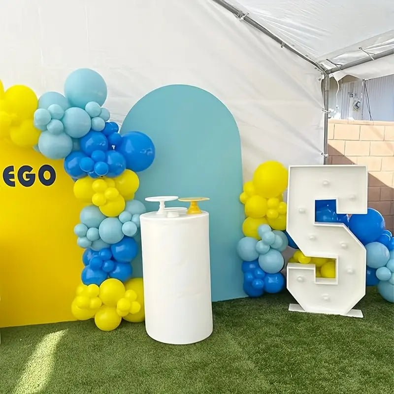 116 Parça Mavi Altın Balon Seti Pullu Yıldızlı Dekorasyon - MAKKA