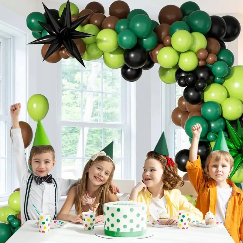 117 Parça Balon Garland Seti - Kahverengi Siyah Koyu Limon Yeşili - MAKKA