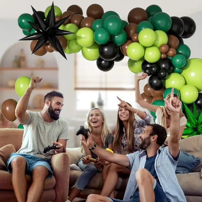 117 Parça Balon Garland Seti - Kahverengi Siyah Koyu Limon Yeşili - MAKKA
