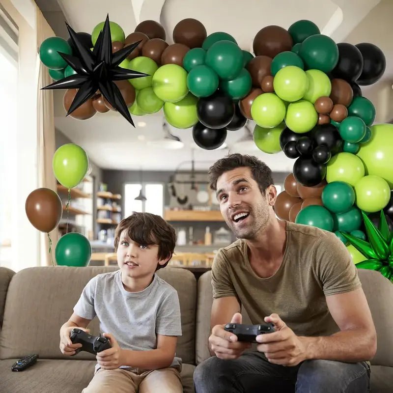 117 Parça Balon Garland Seti - Kahverengi Siyah Koyu Limon Yeşili - MAKKA