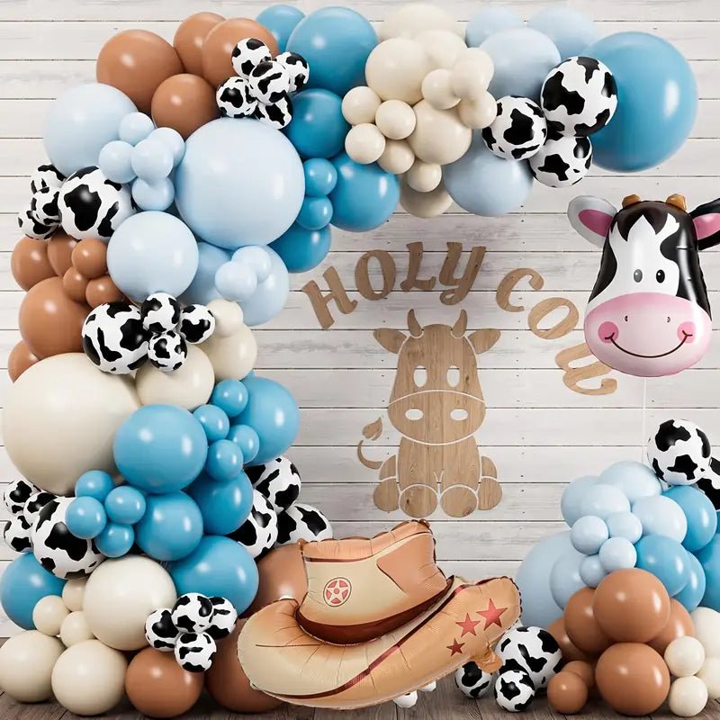 117 Parça Mavi - Sarı Kovboy Parti Balon Kemer ve Şapka Seti - MAKKA