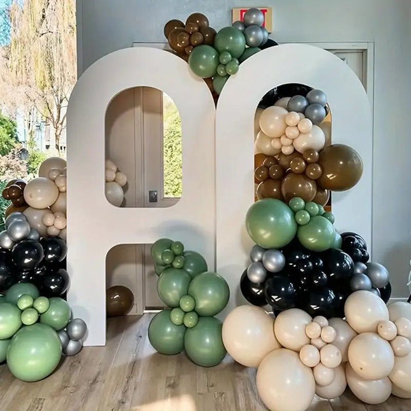 117 Parça Metalik Siyah Yeşil Gri Gümüş Parti Balon Seti - MAKKA