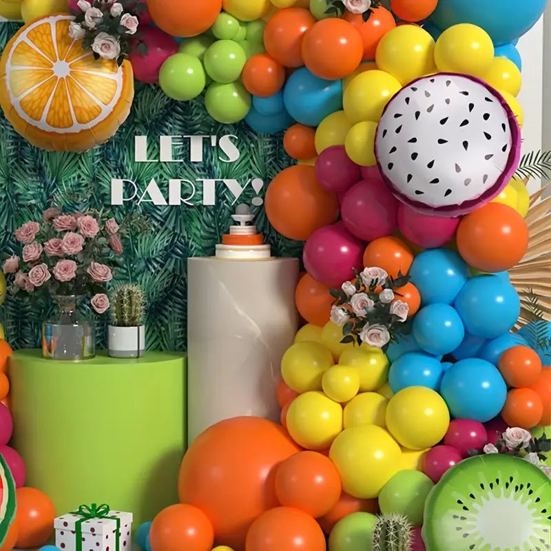 118 Parça Meyve Temalı Renkli Parti Balon Seti Folyo Lateks - MAKKA