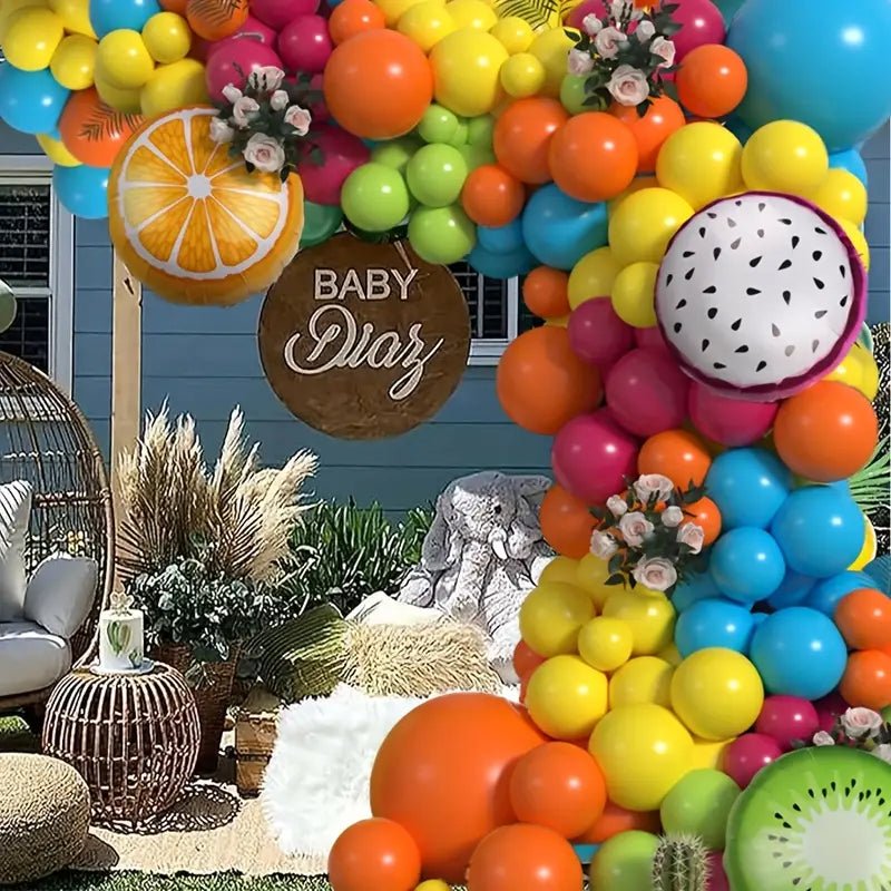 118 Parça Meyve Temalı Renkli Parti Balon Seti Folyo Lateks - MAKKA