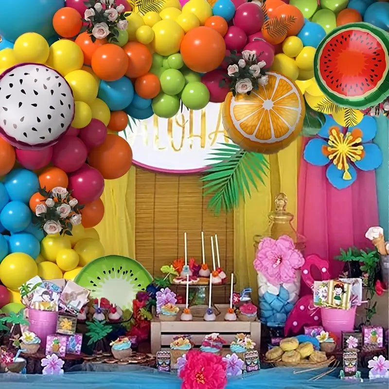 118 Parça Meyve Temalı Renkli Parti Balon Seti Folyo Lateks - MAKKA