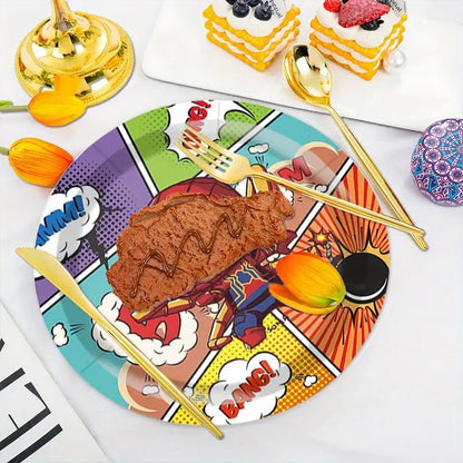 120 Parça Süper Kahraman Temalı Tek Kullanımlık Parti Sofra Seti - MAKKA