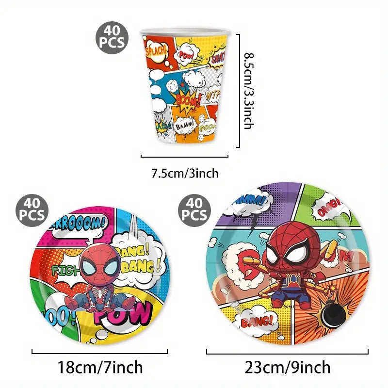 120 Parça Süper Kahraman Temalı Tek Kullanımlık Parti Sofra Seti - MAKKA