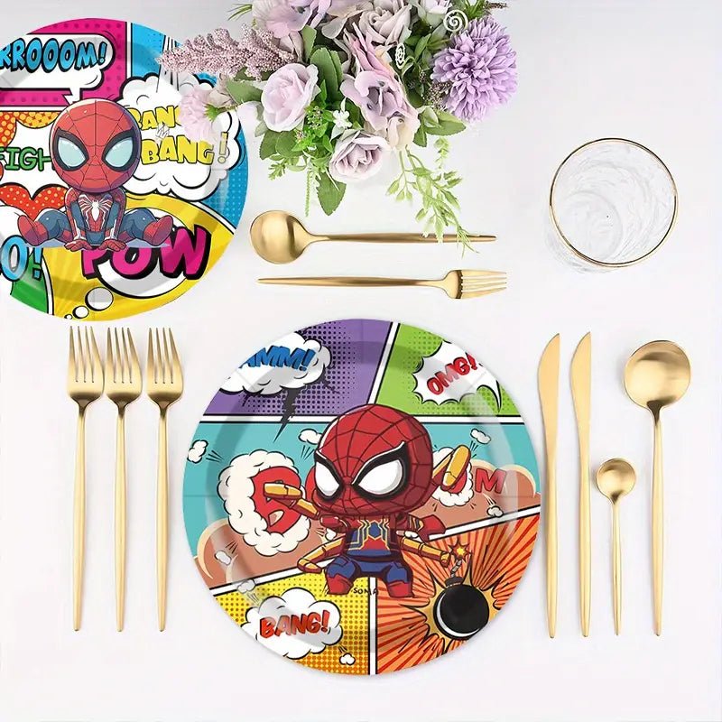 120 Parça Süper Kahraman Temalı Tek Kullanımlık Parti Sofra Seti - MAKKA