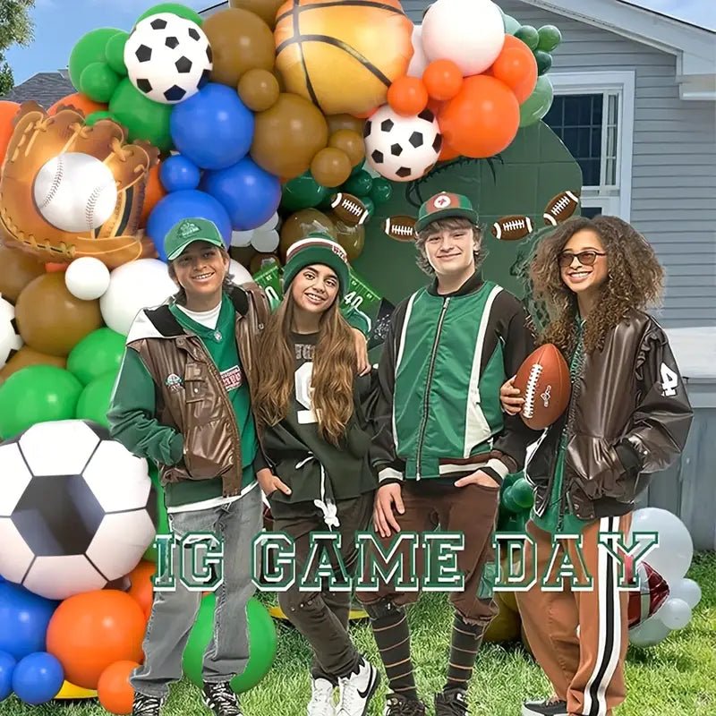 122 Parça Spor Temalı Balon Garland Seti Futbol Basketbol Beyzbol - MAKKA