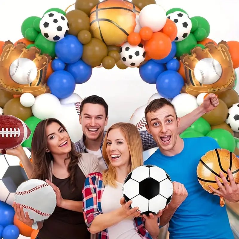 122 Parça Spor Temalı Balon Garland Seti Futbol Basketbol Beyzbol - MAKKA