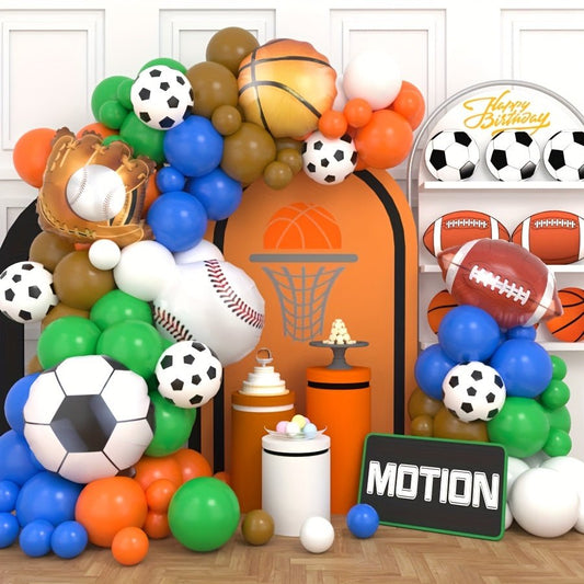 122 Parça Spor Temalı Balon Garland Seti Futbol Basketbol Beyzbol - MAKKA