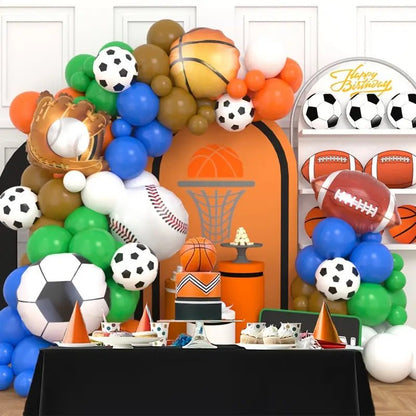 122 Parça Spor Temalı Balon Garland Seti Futbol Basketbol Beyzbol - MAKKA