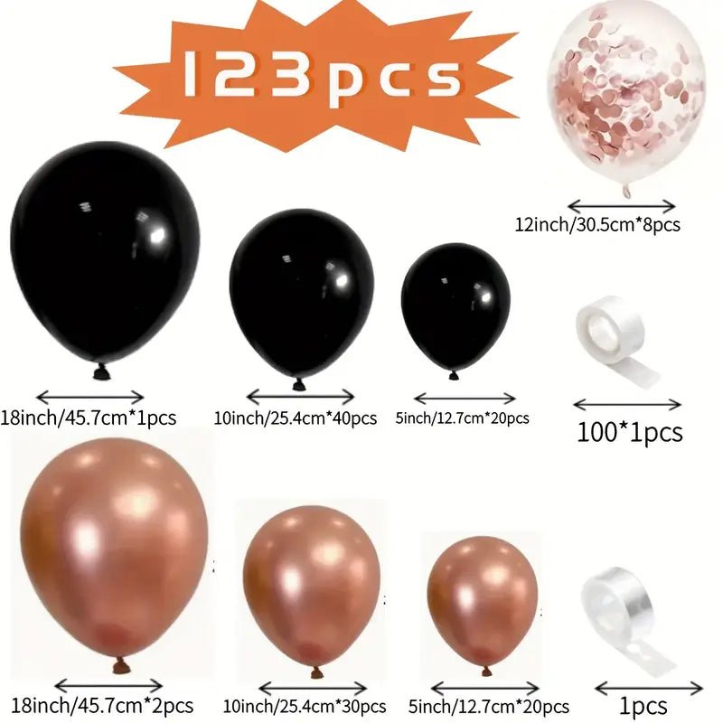 123 Parça Altın ve Siyah Premium Parti Balon Seti - MAKKA