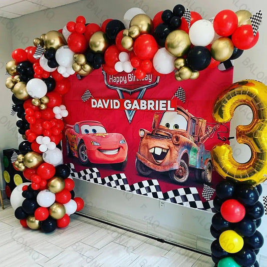 126 Parça Disney Arabalar Şimşek McQueen Doğum Günü Balon Seti - MAKKA