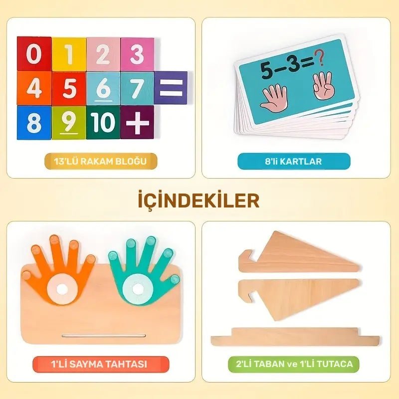 13 Blok Sayma Tahtası Kartlı Matematik Toplama Çıkarma Eğitim Seti - MAKKA