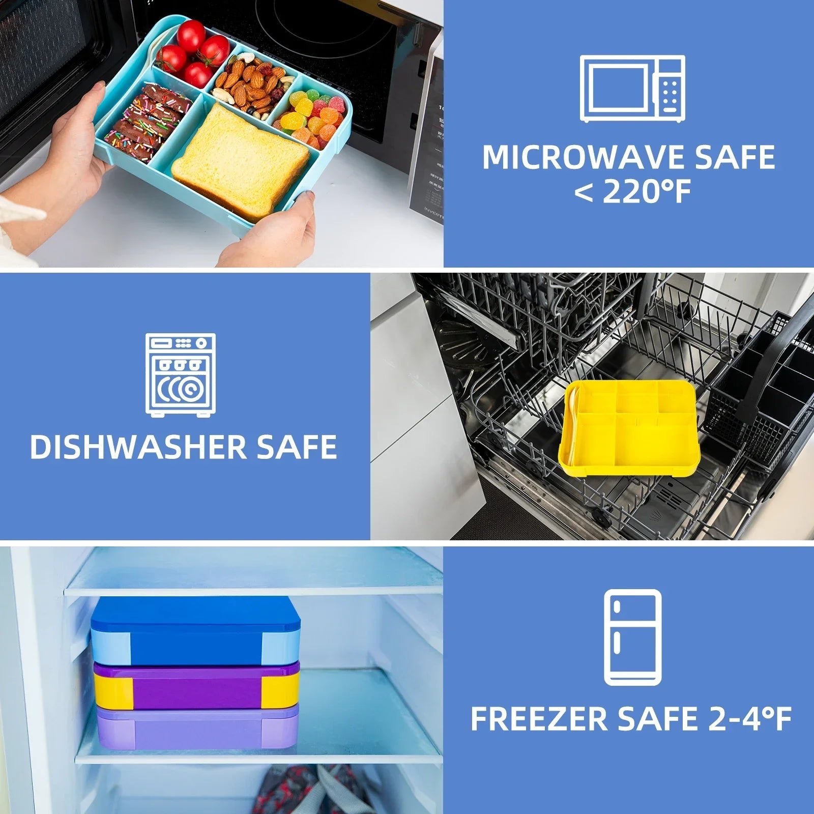 1330ml 5 Bölmeli Mikrodalga Uyumlu Sızdırmaz Beslenme Kabı - MAKKA