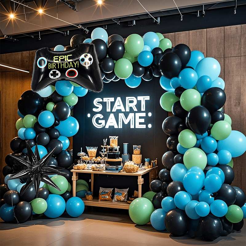 135 Parça Oyun Temalı Balon Kemer Seti Siyah Mavi Yeşil - MAKKA