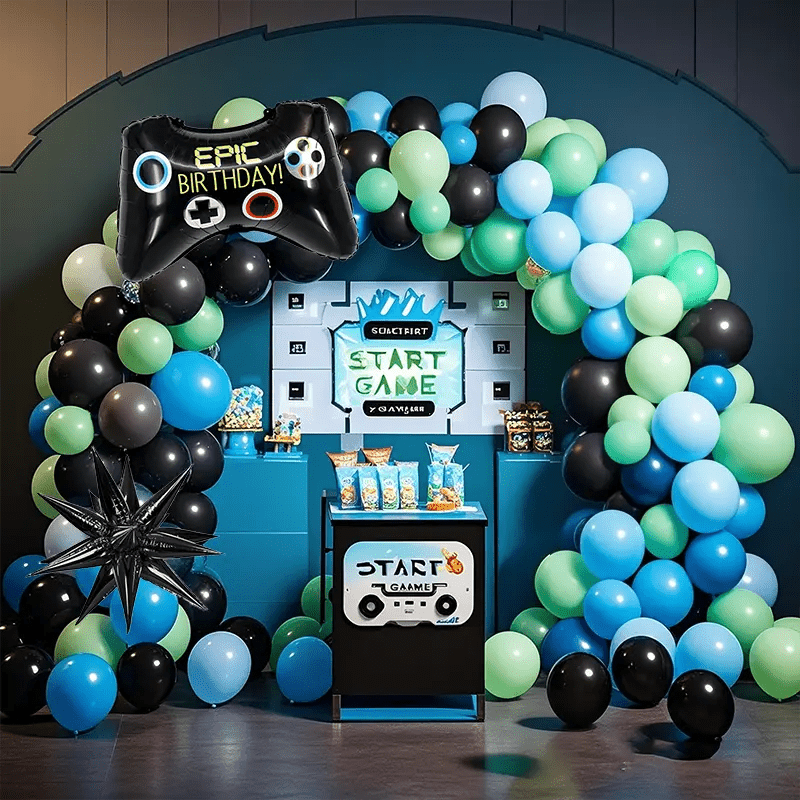 135 Parça Oyun Temalı Balon Kemer Seti Siyah Mavi Yeşil - MAKKA