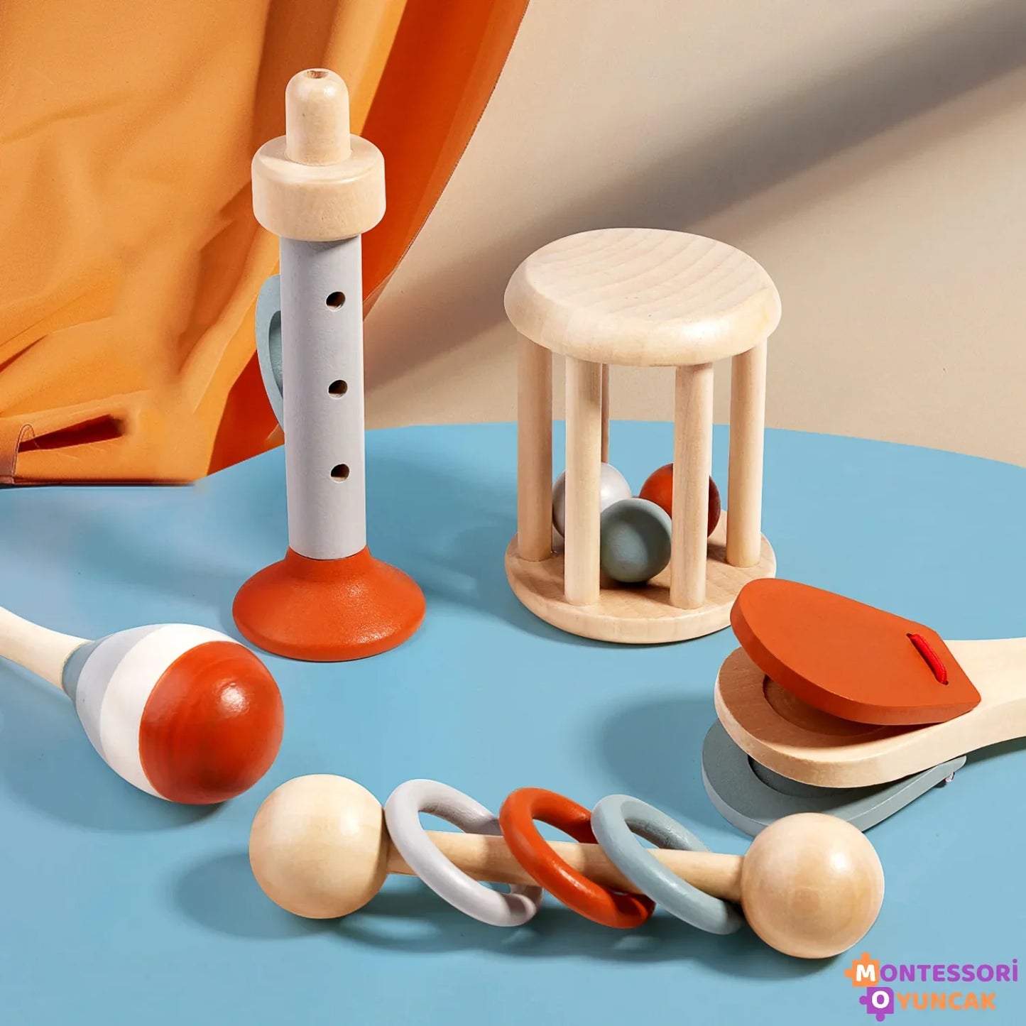 Montessori Ahşap 5 Parçalı Müzik Enstrüman Eğitici Seti - MAKKA