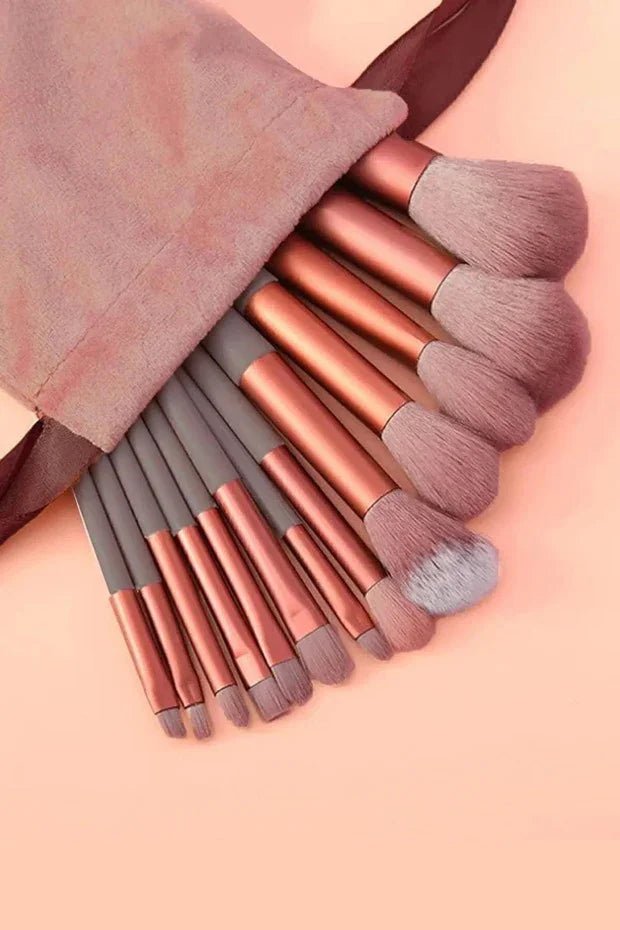 13'lü Makyaj Fırça Seti Yumuşak Sentetik Kıllı Çantalı - MAKKA