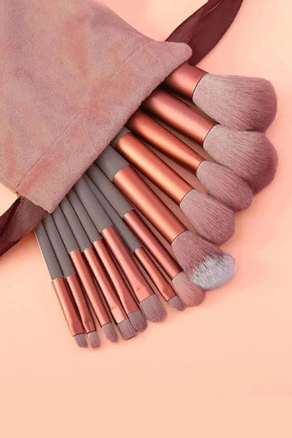 13'lü Makyaj Fırça Seti Yumuşak Sentetik Kıllı Çantalı - MAKKA