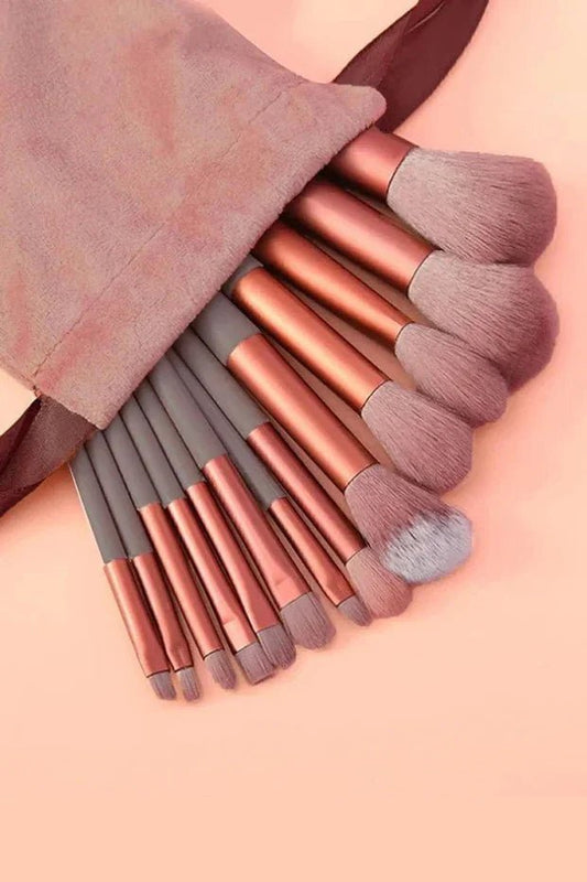 13'lü Makyaj Fırça Seti Yumuşak Sentetik Kıllı Çantalı - MAKKA