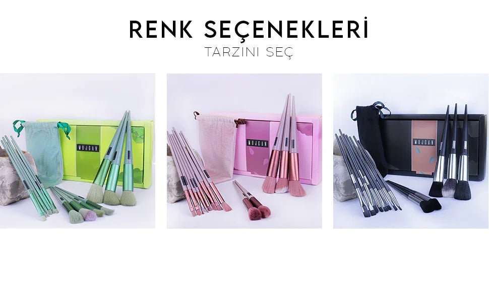 13'lü Makyaj Fırça Seti Yumuşak Sentetik Kıllı Çantalı - MAKKA