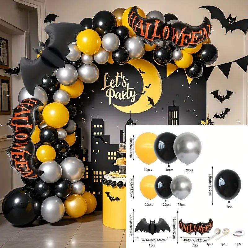 142 Parça Yarasa Balon Zinciri Halloween Parti Dekorasyon Seti - MAKKA