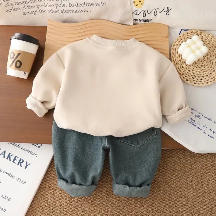 1–5 Yaş Unisex Karakter Baskılı Uzun Kollu Sweat Pantolon Takım - MAKKA