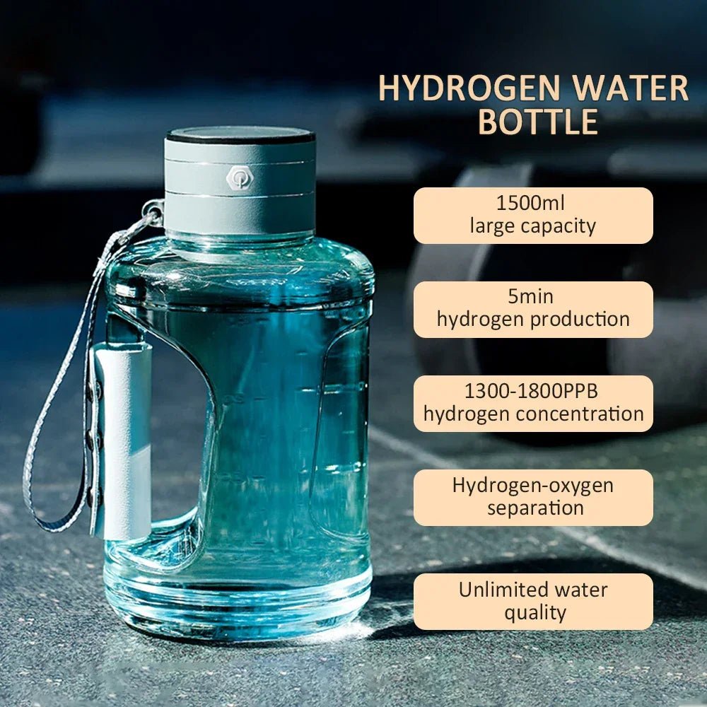 1.5L Hidrojen Zengin Taşınabilir Spor Su Şişesi USB Şarjlı PEM - MAKKA