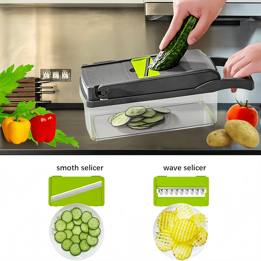 16 Parça Çok Fonksiyonlu Sebze Doğrayıcı ve Dilimleyici Seti - MAKKA