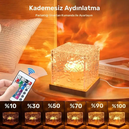 16 Renkli Kuzey Işığı Projeksiyon Kristal Küp Gece Lambası - MAKKA