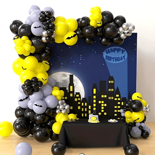 163 Parça Batman Temalı Balon Zinciri Kiti Gri Siyah Sarı - MAKKA