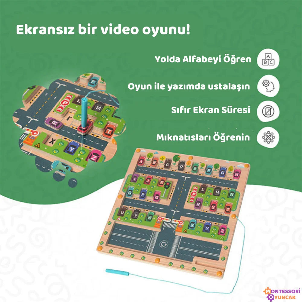 Montessori Ahşap Alfabe Park Labirenti - İnce Motor ve Harf Eğitimi - MAKKA