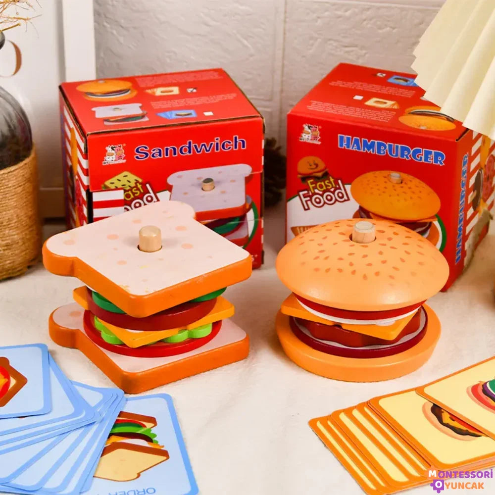 Montessori Hızlı Yemek Yapbozu: Eğitici Hamburger ve Sandviç Seti - MAKKA