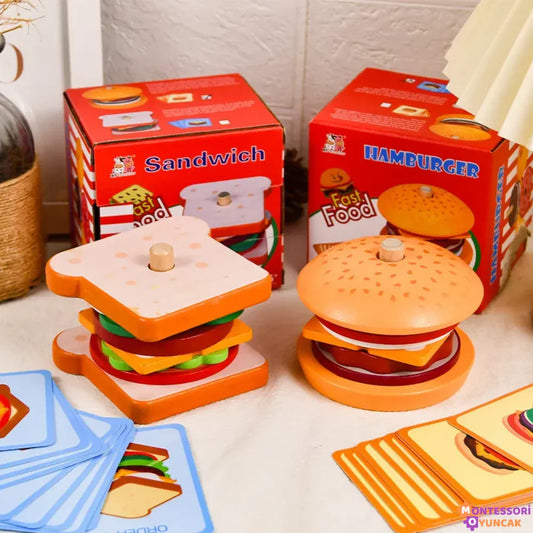 Montessori Hızlı Yemek Yapbozu: Eğitici Hamburger ve Sandviç Seti - MAKKA