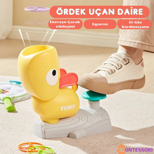 Çocuklar İçin Ördek Desenli Uçan Disk Fırlatıcı, Hafif Dayanıklı - MAKKA