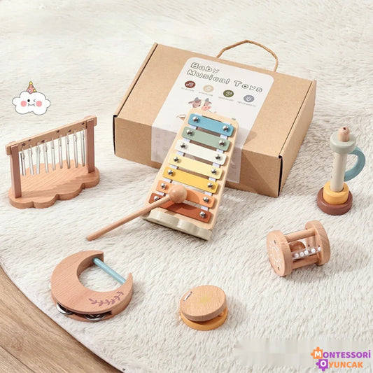 El Yapımı Montessori Ahşap Hediye Seti 6 Parça Eğitici Oyun - MAKKA