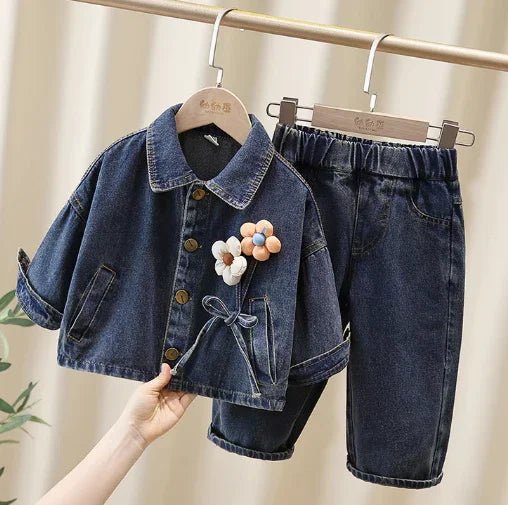 2 - 7 Yaş Kız Çocuk Kot Takım Rahat Esnek Dayanıklı Stil - MAKKA