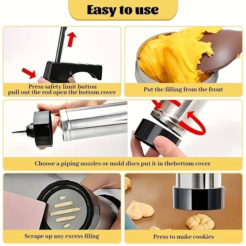 22 Parça Kurabiye Presi ve Krema Sıkma Tabancası Seti - MAKKA