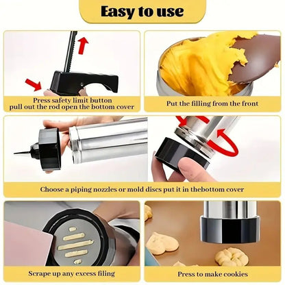 22 Parça Kurabiye Presi ve Krema Sıkma Tabancası Seti - MAKKA