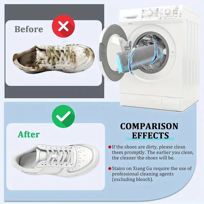 2'li Fermuarlı Çamaşır Makinesi Ayakkabı Torbası Polar Astarlı - MAKKA