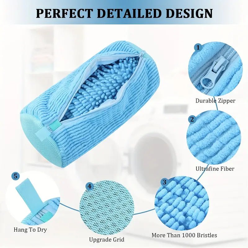 2'li Fermuarlı Çamaşır Makinesi Ayakkabı Torbası Polar Astarlı - MAKKA