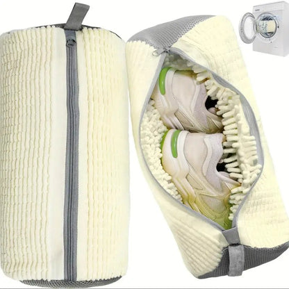 2'li Fermuarlı Çamaşır Makinesi Ayakkabı Torbası Polar Astarlı - MAKKA