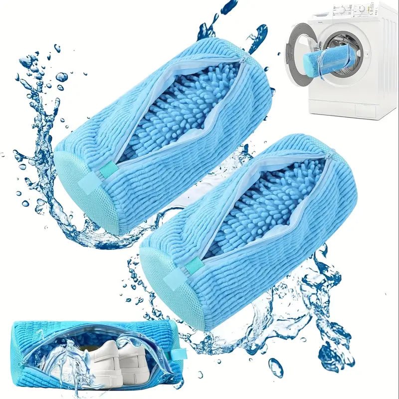 2'li Fermuarlı Çamaşır Makinesi Ayakkabı Torbası Polar Astarlı - MAKKA