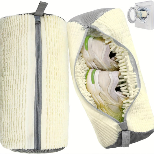 2'li Fermuarlı Çamaşır Makinesi Ayakkabı Torbası Polar Astarlı - MAKKA