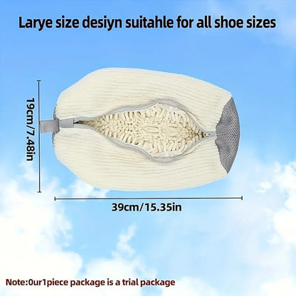 2'li Fermuarlı Çamaşır Makinesi Ayakkabı Torbası Polar Astarlı - MAKKA